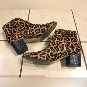 Sam Edelman Calf Hair Leopard Edith Ankle Boots Size 8.5